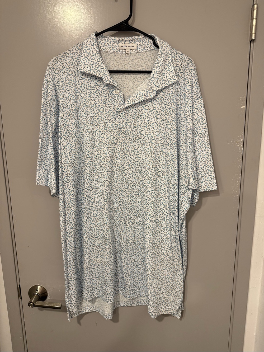 Peter Millar Light Blue Micro-Print Polo
